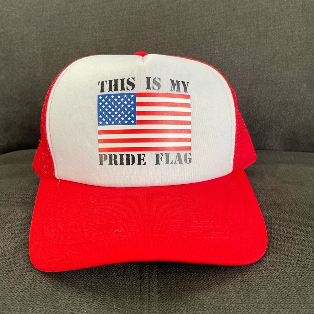 Red and White Pride Flag Trucker Hat